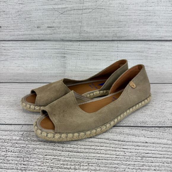Verbenas Women's Taupe Cruz Slip On Genuine Leather Espadrilles Size 40/9.5 - Picture 1 of 10